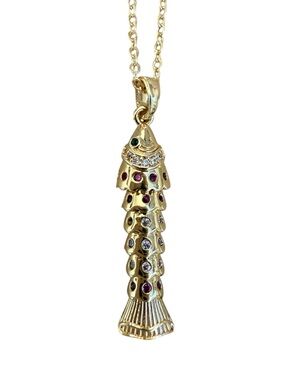 Adina Eden CZ Multi Color Fish Pendant Necklace